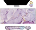 ARTSO Large Gaming Mouse Pad, Keyboard Wrist Rest Pad & Wrist Support Mousepad Set, Stitched Edge, Extended, Non-Slip Base, Memory Foam,Multifunctional Desk Mat for Office & Home, Purple Blue Marble