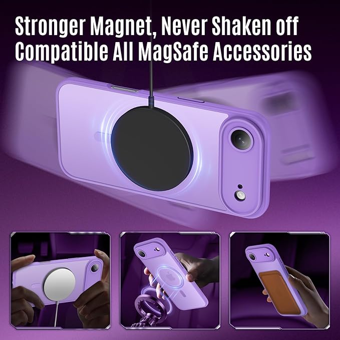 Symcele Designed for iPhone Air Case, Compatible with MagSafe, [Camera Protection] [15FT Military Drop Protection] Shockproof Translucent Matte Anti-Slip Thin Slim Phone Case, 6.5", Light Purple