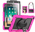 SEYMAC Case for iPad 6th/5th Generation 9.7 Inch, Full-Body Shockproof Heavy Duty Protective Case with Screen Protector, Rotating Stand/Hand/Shoulder Strap for iPad Air 2/ Pro 9.7, Pink