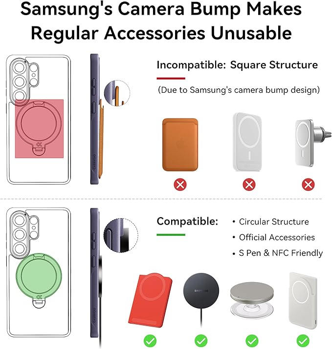 CASEKOO Blue 26U Case with 360 Spin Magnetic Stand [Fit for MagSafe] [18FT MIL-STD Protection] Shockproof Invisible Ring Holder Matte s26U Phone Case 6.9''