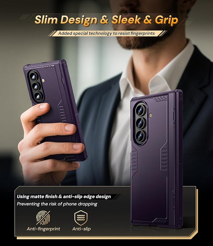 Kaiiecal for Samsung Galaxy Z-Fold-7 Case: Dual-Stand & Military Shockproof Rugged Hinge & HD Screen Protector [Anti-Scratch] Durable Shockproof Women Men Business Cover for Z Fold7 5G 2025 (Purple)