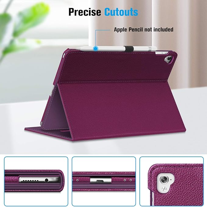 Fintie Case for iPad Pro 9.7 Inch 2016 Release Tablet- [Corner Protection] Multi-Angle Viewing Folio Smart Stand Back Cover with Pocket, Pencil Holder, Auto Wake/Sleep, Purple