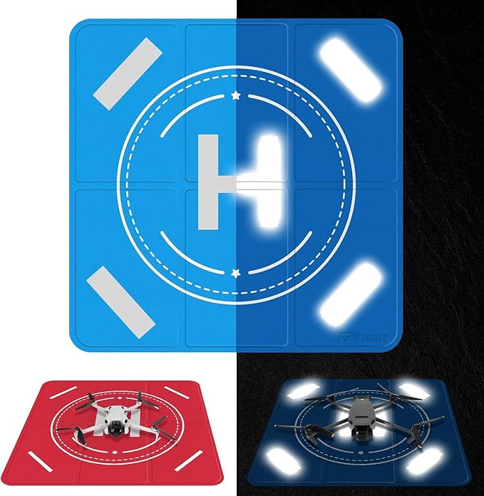 FPVtosky Drone Landing Pad Weighted, Nighttime Reflective & Foldable Launch Pad, Waterproof Helipad for DJI Mini 5/4/3 Pro/Mini 4k/Air 3S/Neo/Flip Drone Accessories (25 in)