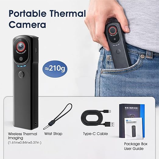 Wireless Thermal Imaging Camera for Android/iOS, AIOMEST Thermal Leak Detector 256x192 IR Resolution, Offline Analysis & Reports, Temperature Heat -4°F to 1022°F, Infrared Camera for HVAC Inspection
