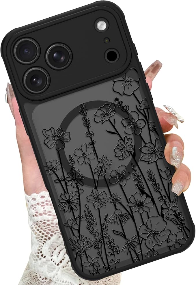 KANGHAR Case Compatible with iPhone 17 Pro Max Florals Pattern [Compatible with Magsafe] Cute Blooming Flowers Protective Magnetic Case for Girls Women Men