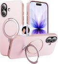 360°Ring Stand for iPhone 17 Case, Compatible with MagSafe, Military-Grade Protective,Anti-Yellowing, Scratch-Resistant Back Cover Phone Case for iPhone 17 6.3", Light Pink