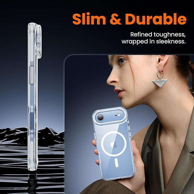 toushion 3 in 1 for iPhone Air Case Clear Bumper,Fits MagSafe, Yellowing-Resistant Acrylic Back, Shockproof Guard Corners, Military-Grade Protection for Phone Cover 6.5 inch