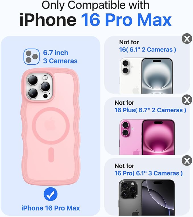 Magnetic for iPhone 16 Pro Max Case[Compatible with MagSafe][Military-Grade Drop Protection][Anti-Yellowing] Shockproof Translucent Matte Cover for iPhone 16 Pro Max Phone Case,PeachPink