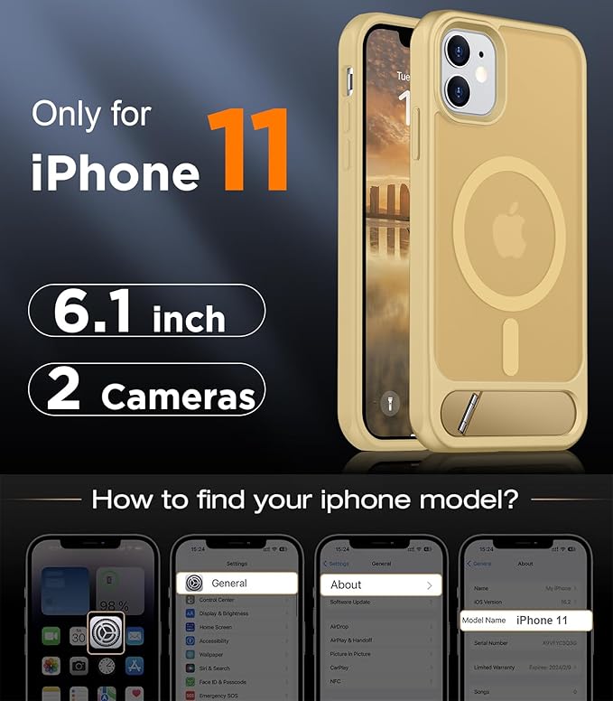 Magnetic Compatible with iPhone 11 Phone Case, [Built-in Invisible Kickstand][Compatible with MagSafe] [Military Grade Shockproof] Slim Translucent Matte Phone Case for iPhone 11 6.1"