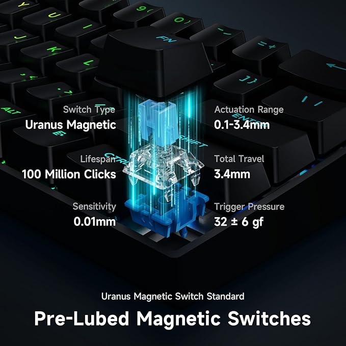 MCHOSE Ace 60 PRO Gaming Keyboard 60 Percent, Hall Effect Keyboard Wired, Magnetic Switch Keyboards Rapid Trigger, 8K Polling Rate, Adjustable Actuation Point, RGB Lighting, HotSwap, Black