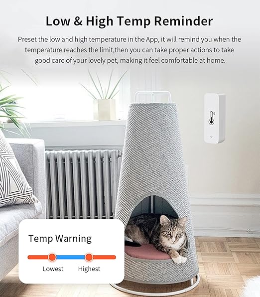 3-Pack WiFi Temperature Humidity Sensor: Wireless Temperature Humidity Monitor with App Alert, Free Data Storage Export, Smart Indoor Thermometer Hygrometer Compatible with Alexa Google Assistant