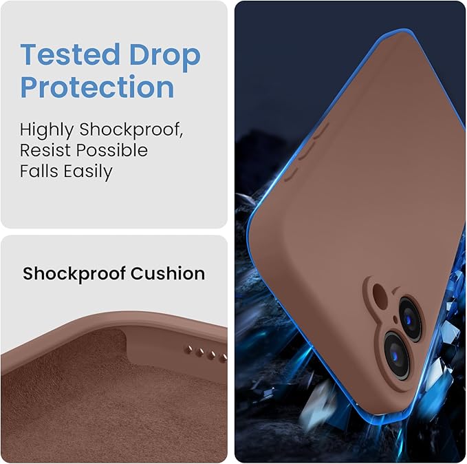 FireNova Designed for iPhone 16 Case, Silicone Upgraded [Camera Protection] Phone Case, Soft Anti-Scratch Microfiber Lining Inside, 6.1 inch, Light Brown