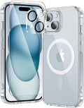 toushion 3 in 1 for iPhone 15 Plus Case Clear with MagSafe, Not Yellowing, Screen Protector*1 Camera Lens Protector*1, Military-Grade Protection for iPhone 15 Plus Phone Case 6.7 inch Clear