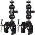 Cool Dual Ball head Magic Arm Adapter Camera Clamp Mount Super Clamp with 1/4 and 3/8 Thread, for DSLR Camera Rig, LED Light, Flash Light, Action Cam, 2Pack