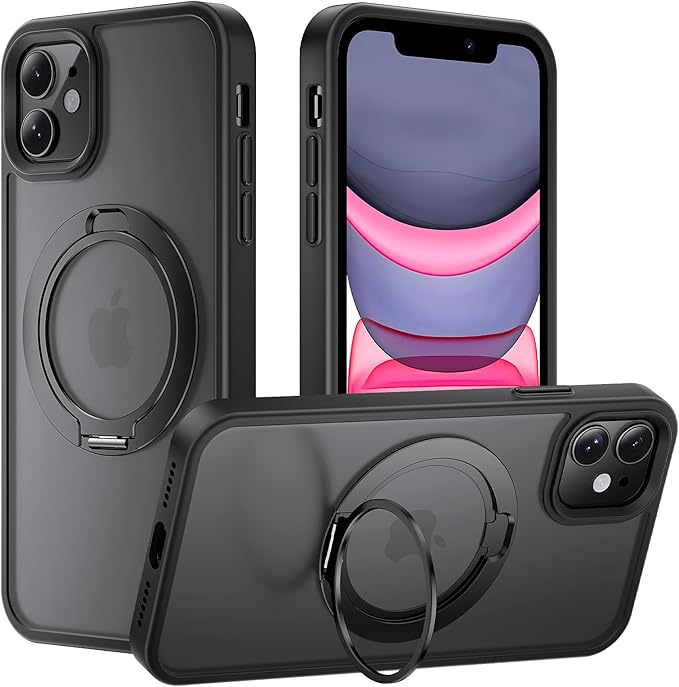for iPhone 11 Case, Magnetic Kickstand Phone Case with [Military-Grade Protection] & [MagSafe Compatible], Slim Protective Cover for iPhone 11 Phone Case6.1 Black Kickstand