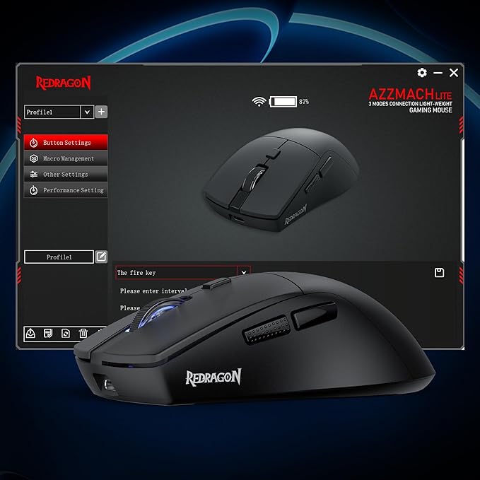 Redragon M618 LIT Wireless Gaming Mouse, 10000 DPI Optical Ergonomic Mouse with 6 Programmable Buttons, 70G Ultra Lightweight, Software Supports DIY Keybinds