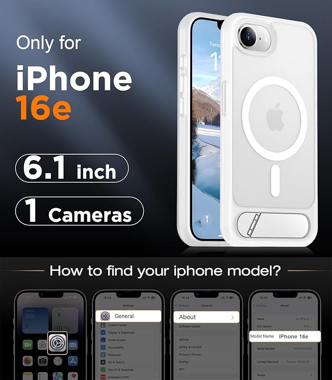 Magnetic Compatible with SE4 Case, [Built-in Invisible Kickstand][Military Grade Shockproof] Slim Translucent Matte Phone Case
