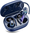 Wireless Earbuds, 2023 Bluetooth Headphones 5.3 Sport, 50H Ear buds with Earhooks, Dual LED DisplayBluetooth Earbuds, Stereo Noise Cancelling Headphones, IP7 Waterproof Running Earphones, Deep Blue