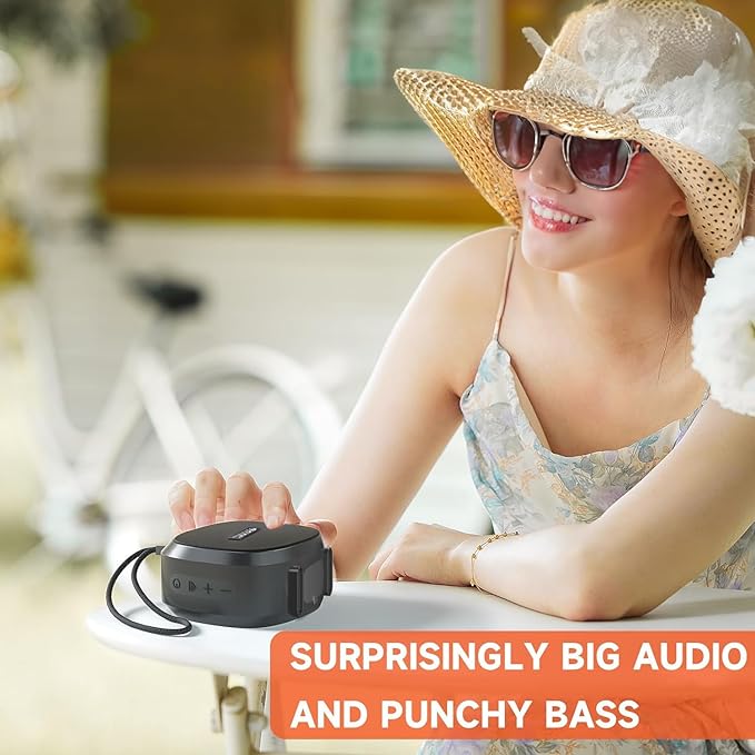 PEICHENG Speaker, Small Portable Bluetooth Wireless IPX5 Waterproof Shower Speaker,Loud Stereo Sound Deep Bass,TWS Paire, RGB Lights,Long Playtime for Outdoor Party, Great Gift,1PC(Black)