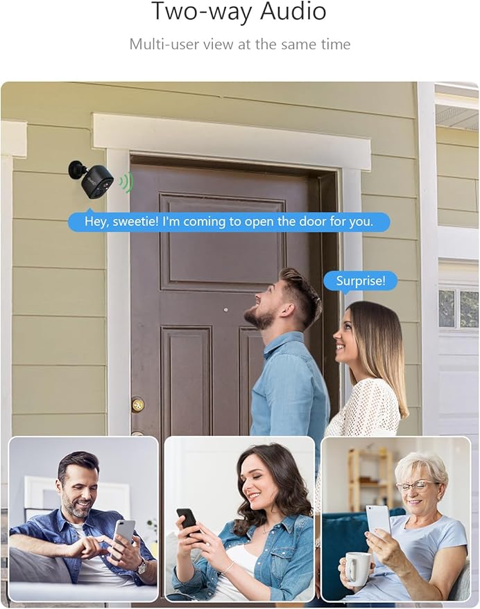 2K Wireless Security Cameras - Outdoor WiFi Security Cameras Color Night Vision, AI/PIR Detection, 2-Way Talk, Cloud/SD, Weatherproof, Battery Powered Outdoor Cameras (Black-1)