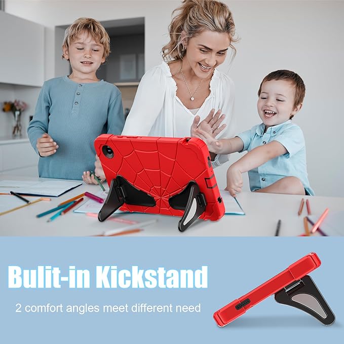 AKABEILA Compatible with Samsung Galaxy Tab A11+ 2025 11 inch Tablet Case，Lightweight Shockproof Rugged Protective Cover with Kickstand for Kids Children Boys Babies Red Black