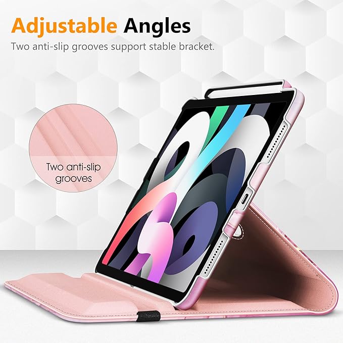 Fintie Rotating Case for iPad Air 11-inch M4/M3/M2 (2026/2025/2024), iPad Air 5th (2022) / 4th Generation 10.9 Inch - 360 Degree Rotating Protective Stand Cover with Pencil Holder, Glittering Marble