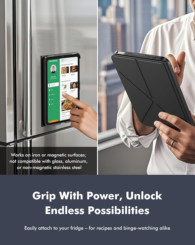 INFILAND Case for iPad mini 7 (A17 Pro) 2024 / iPad mini 6 2021, Magnetic Origami Slim Protective Case, Book-Style Foldable Cover with Pencil Holder, Multi-Angle Stand, Auto Wake/Sleep, Navy