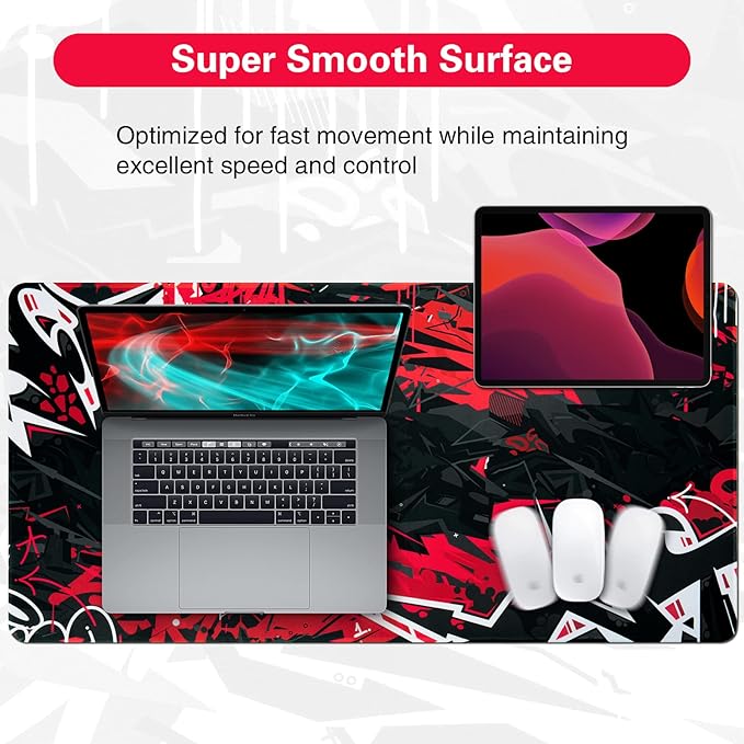 Canjoy Gaming Mouse Pad 31.5x15.8inch Extended XXL Large Mouse Pad Big Computer Keyboard Mouse Mat Desk Pad with Non-Slip & Rubber Base & Stitched Edge