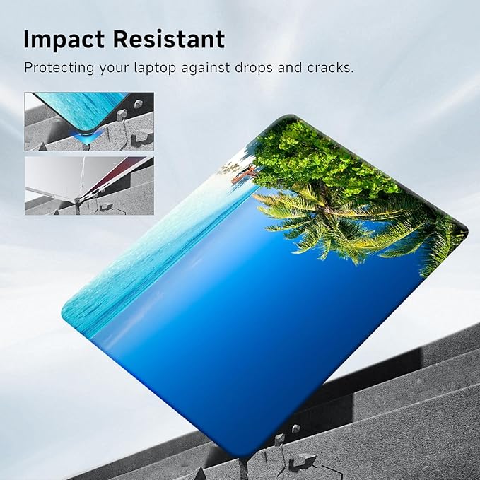 Funut for MacBook Air 13 inch M5 2026 2025-2022 M4 M3 M2 A3449 A3240 A3113 A2681, Plastic Laptop Hard Shell Case & Keyboard Cover for M2 M3 M4 M5 MacBook Air 13 inch, Blue Ocean