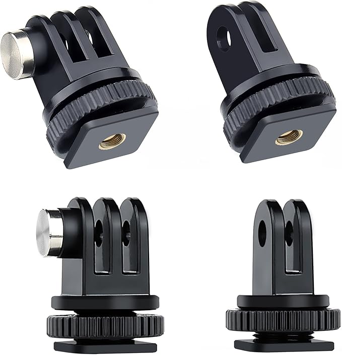 GEPULY 4 Pack Cold Shoe Mount Adapters,1/4" Thread Hole Cold Shoe Bracket,for GoPro Hero 13 12 11 10 9 8 7 6 5 4, Action Cameras DSLR Camera Cage Microphone LED Light Selfie Stick Monopod