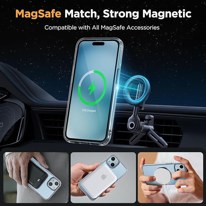 Miracase Magnetic for iPhone 15 Plus Case 6.7 inch (Compatible with MagSafe)（with 2X Screen Protectors） Military-Grade Protection, Anti-Fingerprint Translucent Matte Phone Cover, Clear