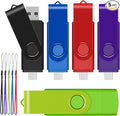 AreTop 4GB USB C Thumb Drive Dual USB 2.0 Flash Drive 4GB USB Drive Swivel Design 2-in-1 Portable Type-C Memory Stick for Android Smartphone, Computers, MacBook, Tablets, PC, 5 Pack