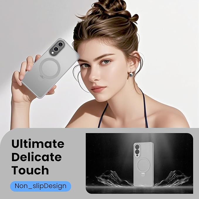 360° Rotatable Stand for Samsung Galaxy S25 Edge Case Magnetic with Screen Protector X1 & Camera Lens Protector*1, Compatible with MagSafe, 16FT Mil-Grade Shockproof for S25 Edge Case 6.2"，Gray