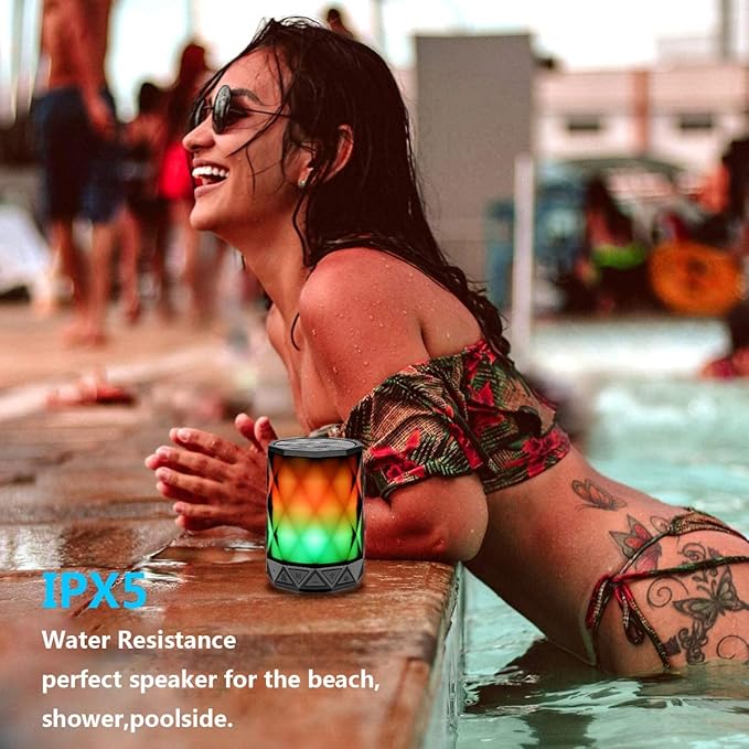 LFS Portable Bluetooth Speakers, Night Light Waterproof, Lightweight Portable Speakers for Travel, Pool, Beach, Biking, Kayak, Gifts for Kids, Women