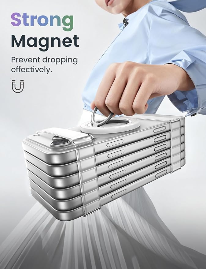 Lamicall Magnetic Phone Ring Grip Holder for MagSafe, 360° Rotating with Smooth Damping, Crystal White Finger Grip Kickstand, Strong Magnet Mag Safe Accessories for iPhone 17 Pro Max Air, All Phones