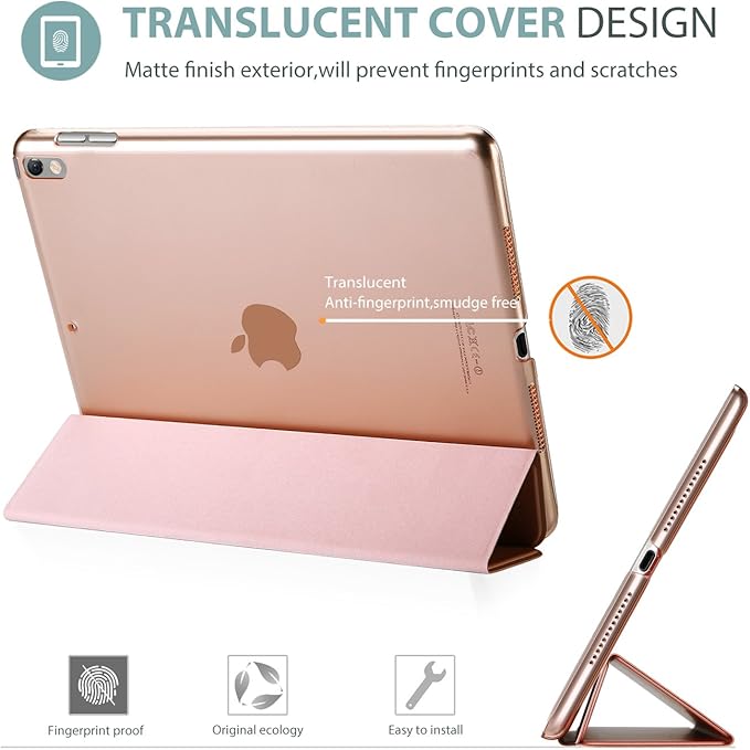 ProCase Smart Case for 10.5” iPad Air 3rd Generation 2019 / iPad Pro 2017, Slim Stand Cover with Translucent Frosted Back for iPad Air 3 -Rosegold