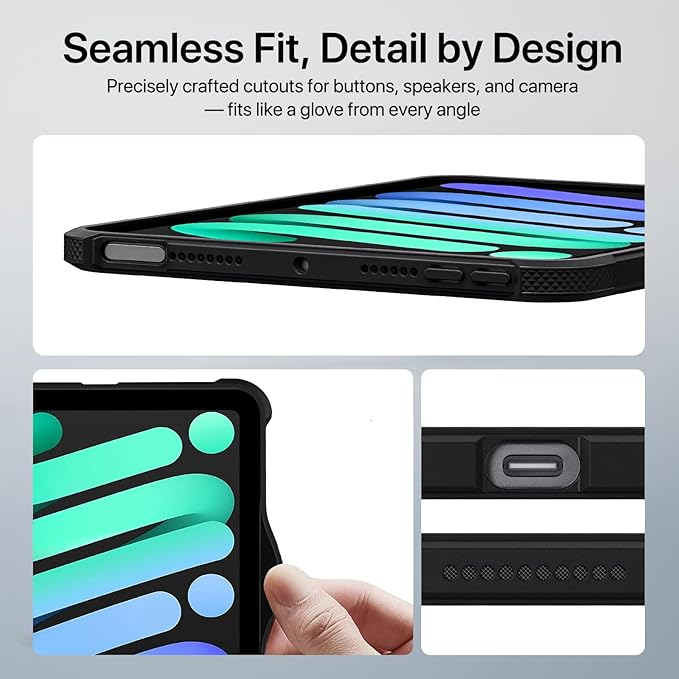 Case for iPad mini A17 Pro, iPad mini 6 case, Compatible with Magsafe, Clear Back with TPU Frame, Slim Lightweight Protective Case for 8.3“ iPad mini (Black)