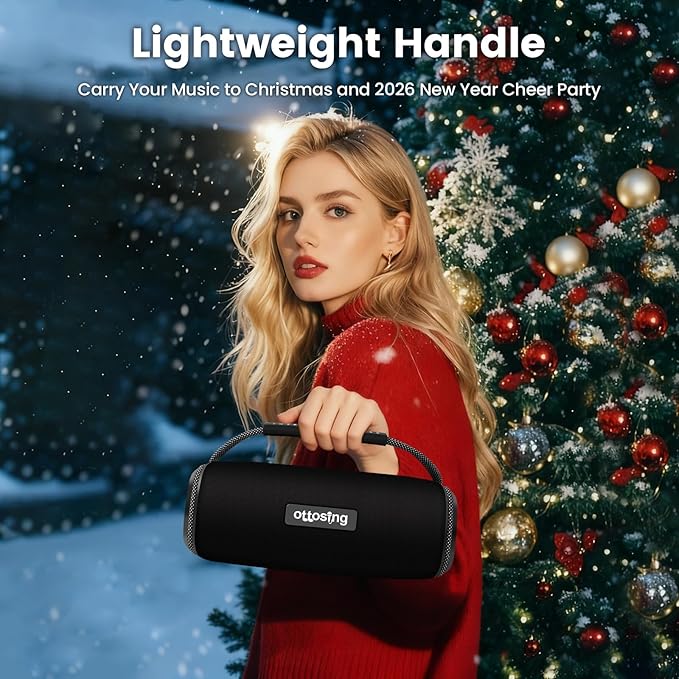 IPX5 Waterproof Portable Bluetooth Speaker 5W Stereo Sound with Bluetooth 5.3, TWS, 1200mAh Battery, USB-C Fast Charge, for Outdoor/Party/Home