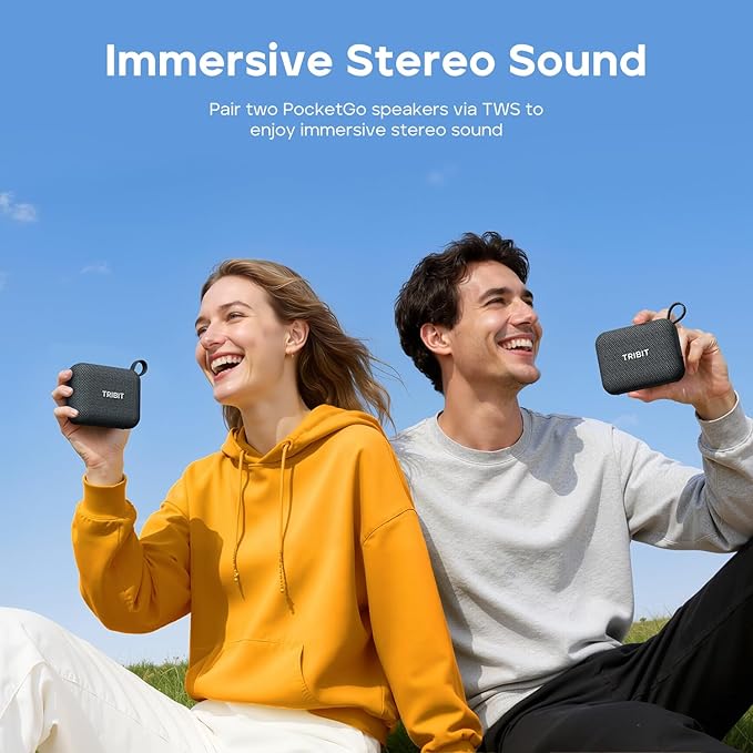 Tribit PocketGo Bluetooth Shower Speaker, IP68 Waterproof/Dustproof, Portable Speaker with 20H Playtime, Wireless, BT6.0, Supports TF Card, Electronics for Travel/Outdoors/Home