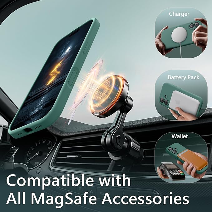 FireNova Magnetic for iPhone 17 Case, Compatible with MagSafe, [Integrated Silicone Camera Control Button] [Camera Protection] Anti-Scratch Microfiber Lining Phone Case, 6.3", Midnight Green