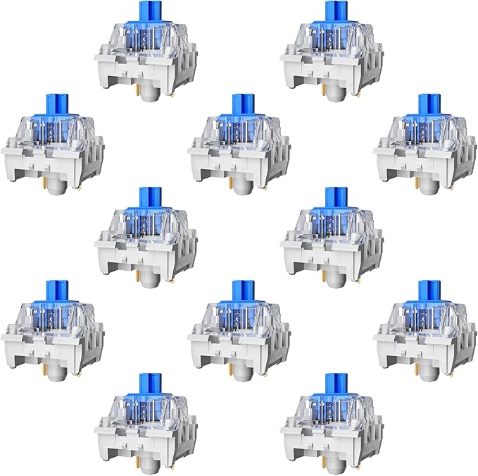 Zhouwang 72PCS Blue Clicky Mechanical Keyboard Switches,3-Pin Hot-Swappable Pre-Lubricated Switch with 2 Kailh Switches,Crisp Click Sound for Gaming Keyboards & 3D Print Accessories