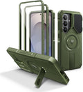 Dexnor for Samsung Galaxy S26 Case with Camera Cover & Adjustable Kickstand & Screen Protector, Compatible with MagSafe, Rugged Shockproof Bumper Cases Magnetic Protective Cover(2026),6.3",Army Green