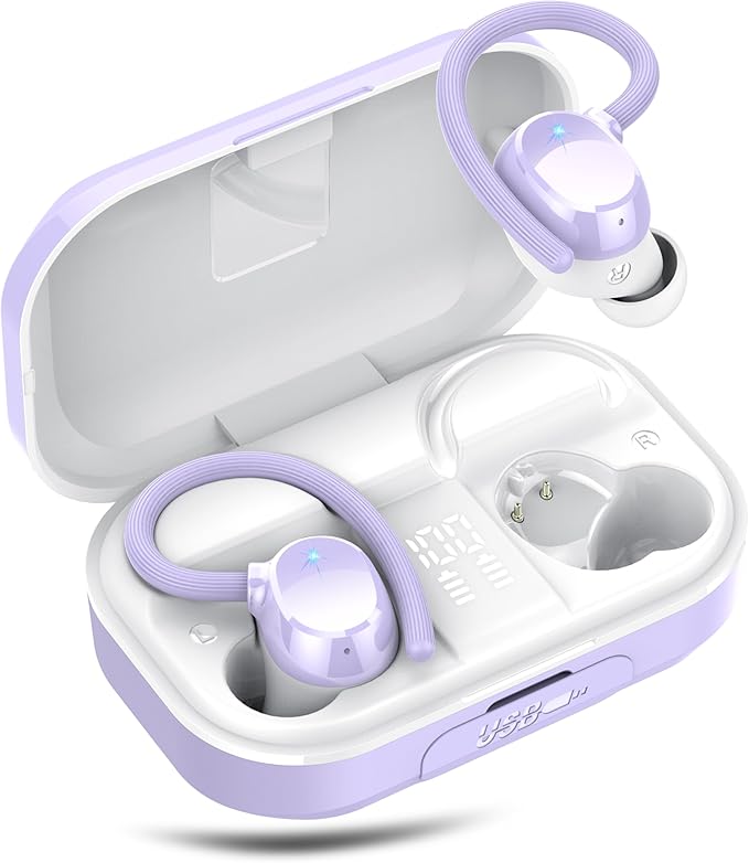 Wireless Earbuds, Bluetooth 5.4 Sport Headphones, 128H Playtime Over Ear Buds for Small Ear, Stereo Deep Bass, Sport Wireless Bluetooth Earphones, IPX7 Waterproof Running Headphones for iOS Android