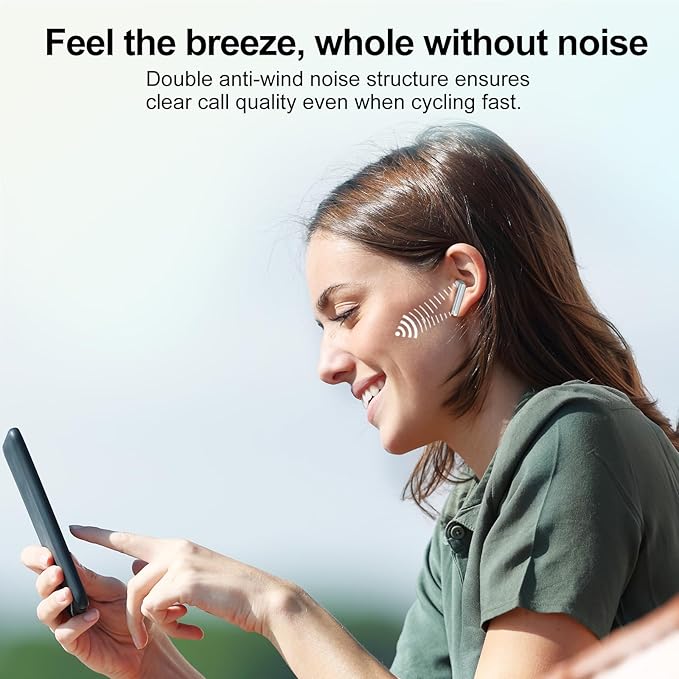 Jesebang Wireless Earbuds, Bluetooth 5.4 Headphones HiFi Stereo, Bluetooth Earbuds with ENC Noise Cancelling Mic, 36H LED Display Ear Buds, IPX7 in Ear Earphones for Phone Tablet Laptop Sports, Grey