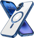 Hython Magnetic Clear for iPhone 16 Case with Camera Lens Protector [Compatible with MagSafe] Luxury Plating Edge Slim Soft TPU Cover Protective Phone Case for iPhone 16 6.1", Matte Deep Blue
