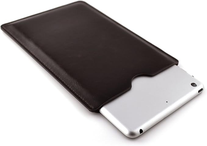 Dockem Executive Sleeve for iPad mini 6, 5, 4, 3, 2, 1: Premium Synthetic Leather Tablet Case: Slim, Microfiber Lined, Professional, Protective Cover (Dark Brown)