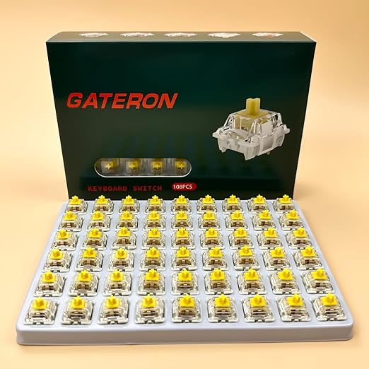 Gateron G Pro 3.0 Yellow Switches for Mechanical Keyboard,3-Pin 50gf Linear/Pre-Lubed/Pin-Enhanced Switches(108pcs,Yellow 3-Pin)