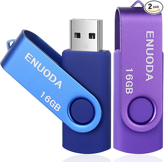 16GB Flash Drive 2 Pack ENUODA Thumb Drives 16GB USB 2.0 Memory Stick Jump Drive Pen Drive for Storage and Backup (Blue Purple)