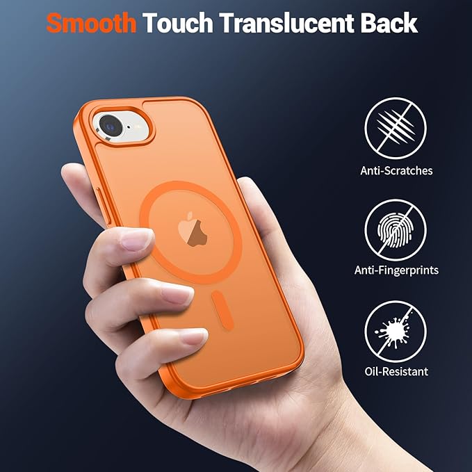 SUPFINE Magnetic for iPhone 17e Case/iPhone 16e Case (Compatible with MagSafe) (Military Grade Drop Protection) Translucent Matte Shockproof Phone Cover,Starry Orange