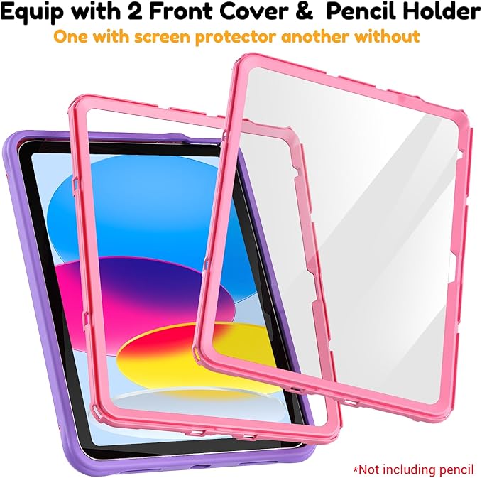 KAIJIAbox Kids Case for iPad A16 11th Generation 11 inch 2025/10th Generation 10.9” 2022- Military-Grade Rugged Drop Protection with Metal Handle/Stand, Screen Protector,Shoulder Strap-Purple